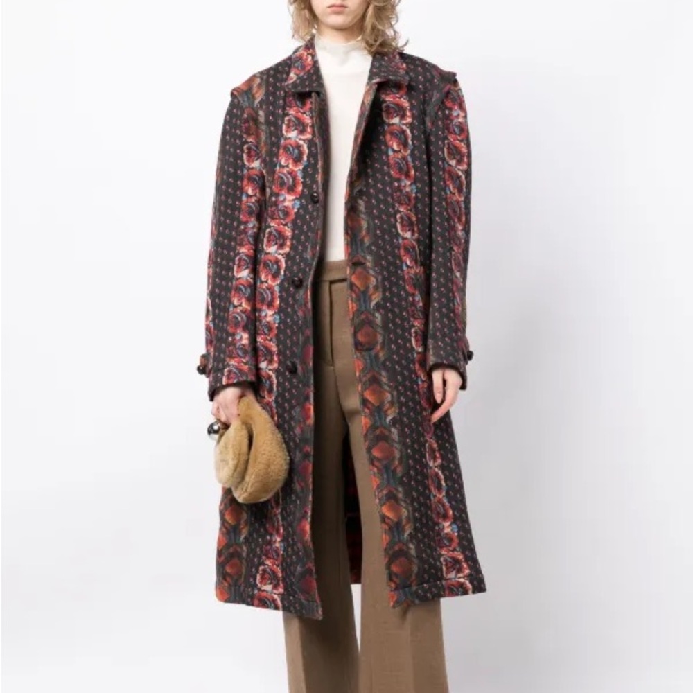 Pierre Louis Mascia mostif floral lined medium long coat